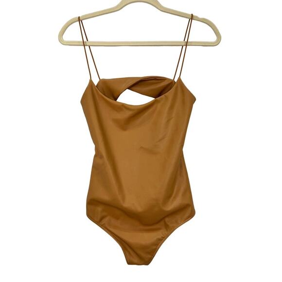 ALIX NYC Hirst Open Back Cut-Out Vegan Leather Bodysuit – Nude – Size Small - Picture 2 of 11